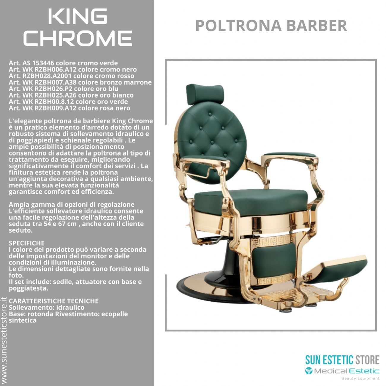 King Chrome poltrona barbiere barber shop