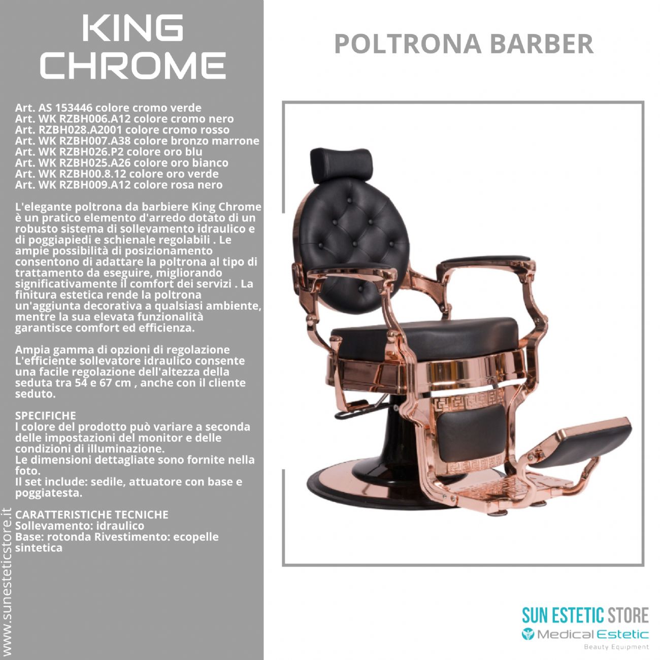 King Chrome poltrona barbiere barber shop
