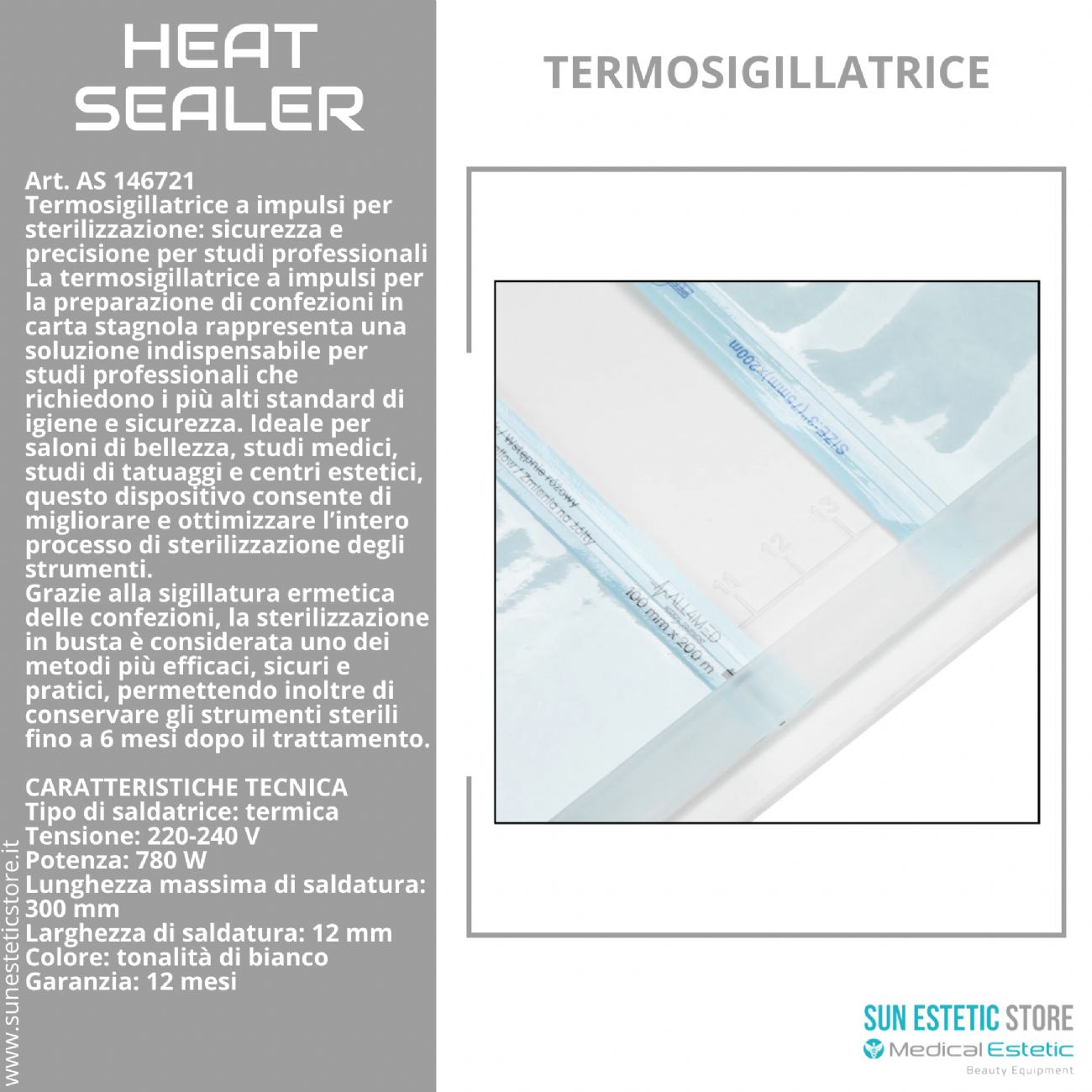 Heat Sealer termosigillatrice buste sterilizzazione