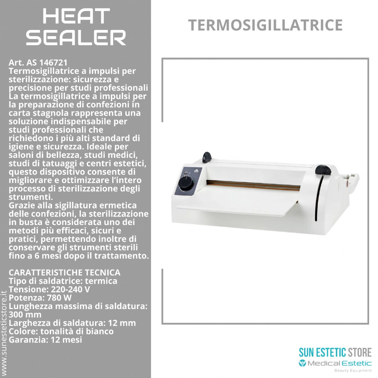 Heat Sealer termosigillatrice buste sterilizzazione