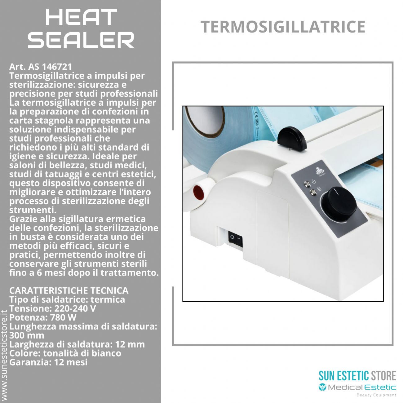 Heat Sealer termosigillatrice buste sterilizzazione