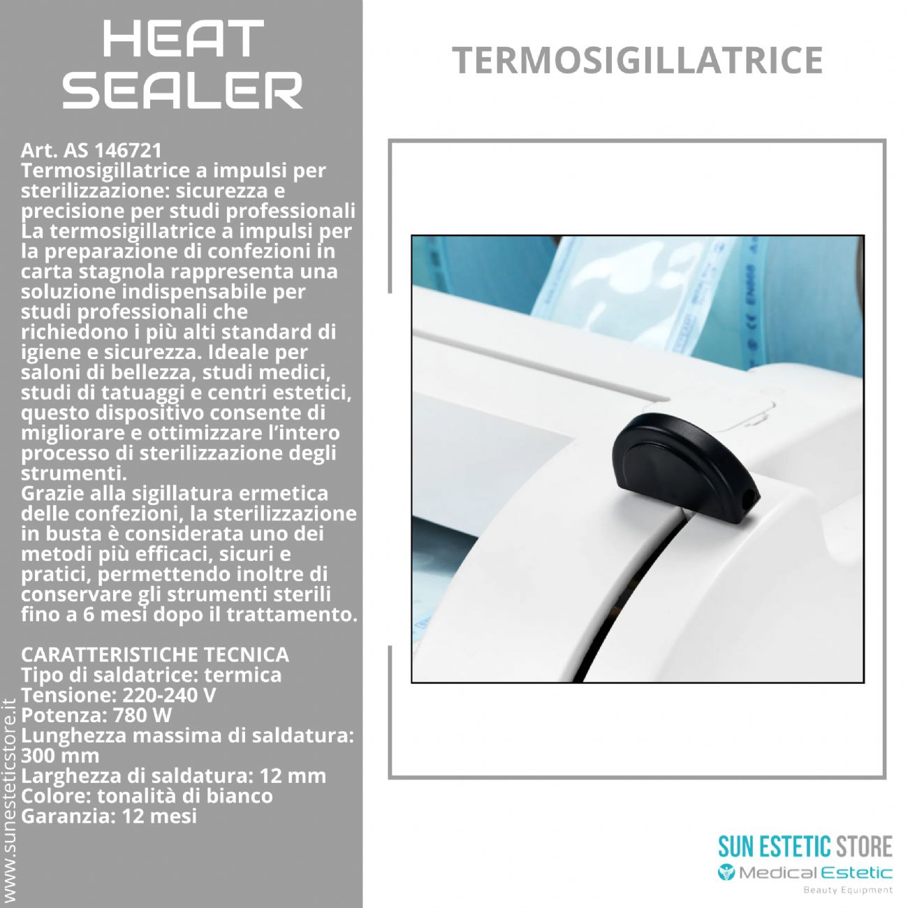 Heat Sealer termosigillatrice buste sterilizzazione