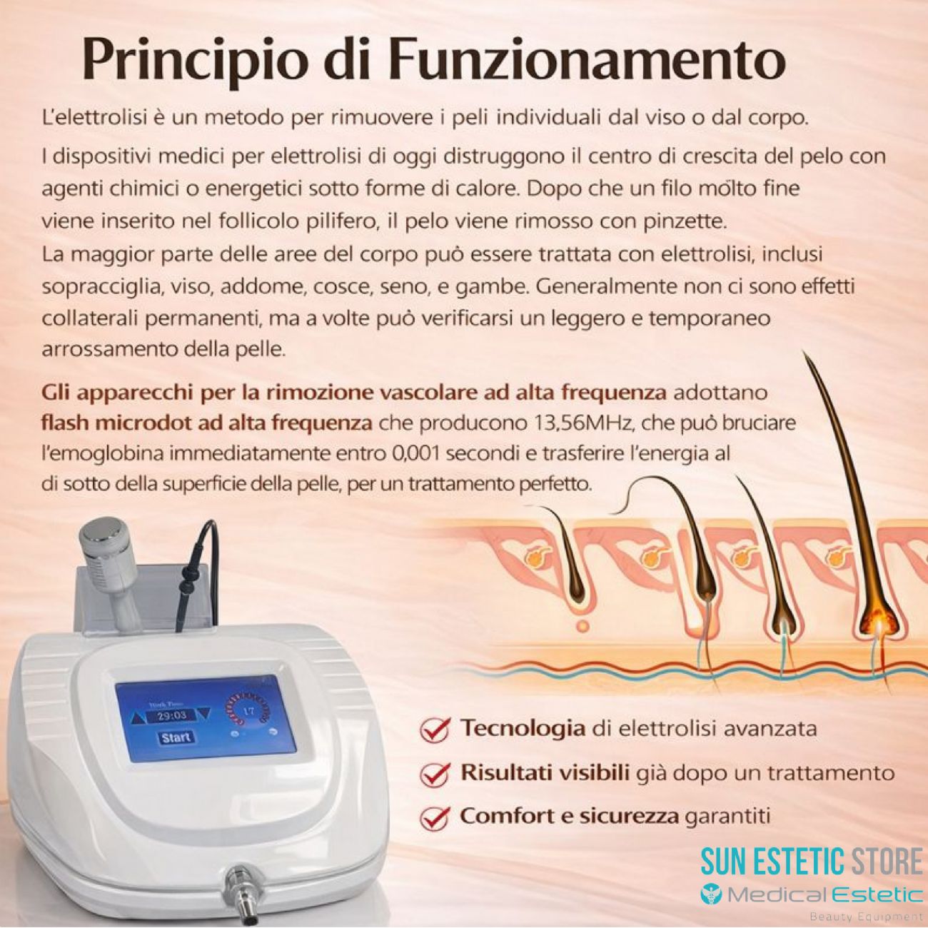 Ago Med elettropepilatore 2 in 1 ad elettrolisi con manipolo freddo