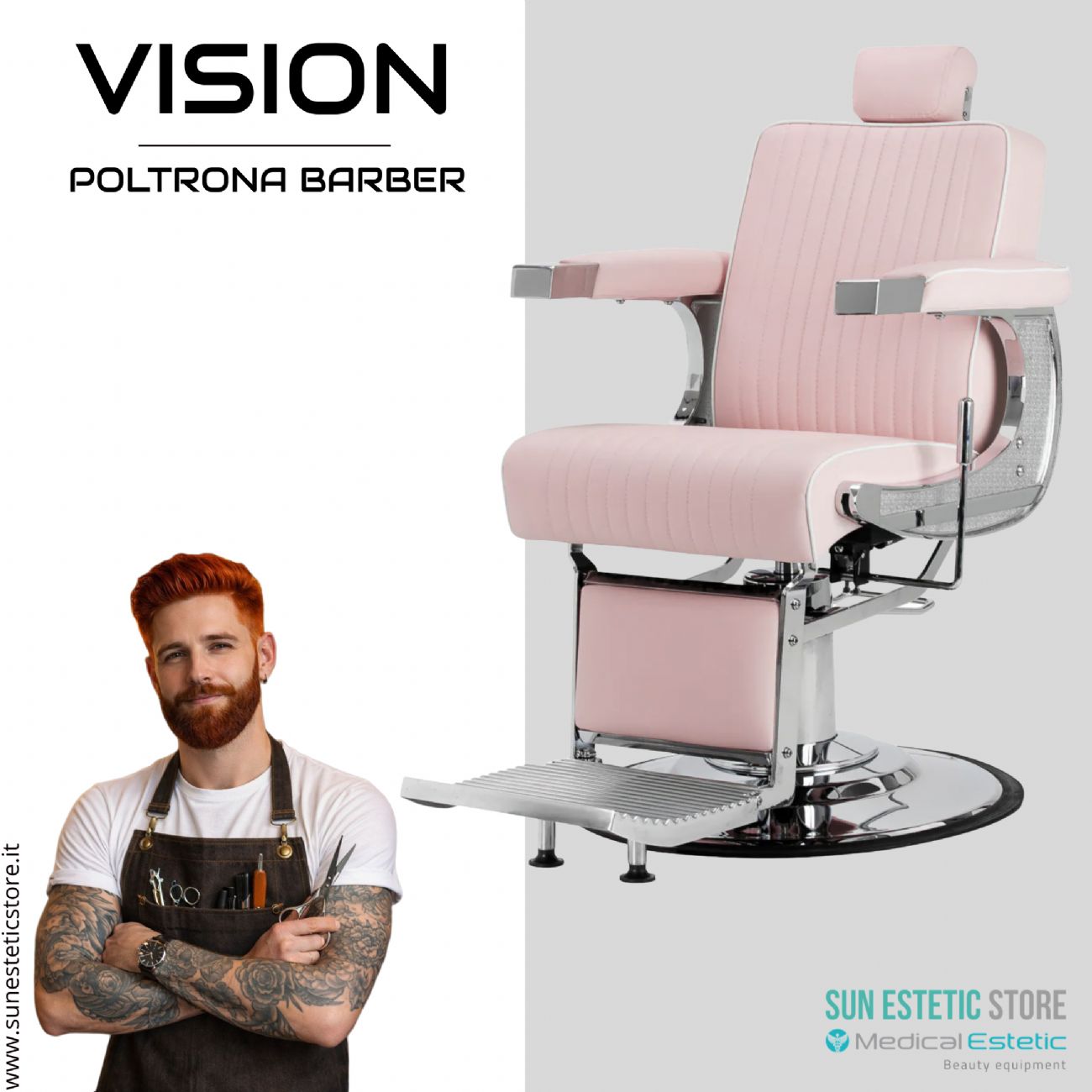 Vision Poltrona barbiere barber shop in varie tonalità