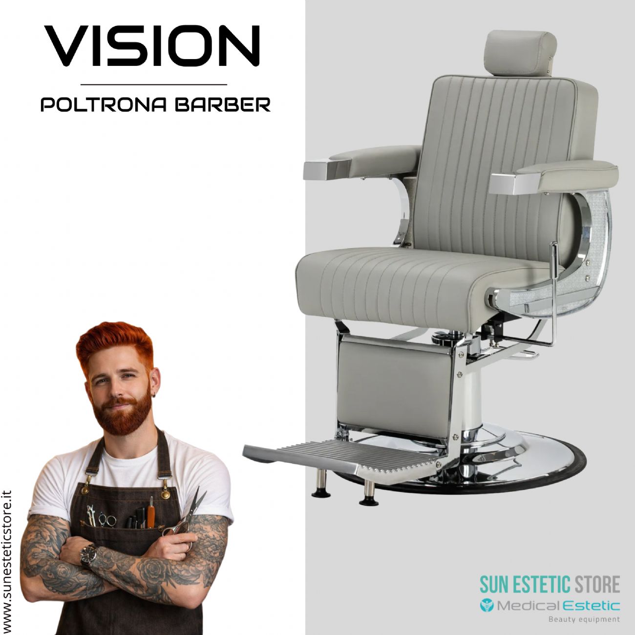 Vision Poltrona barbiere barber shop in varie tonalità
