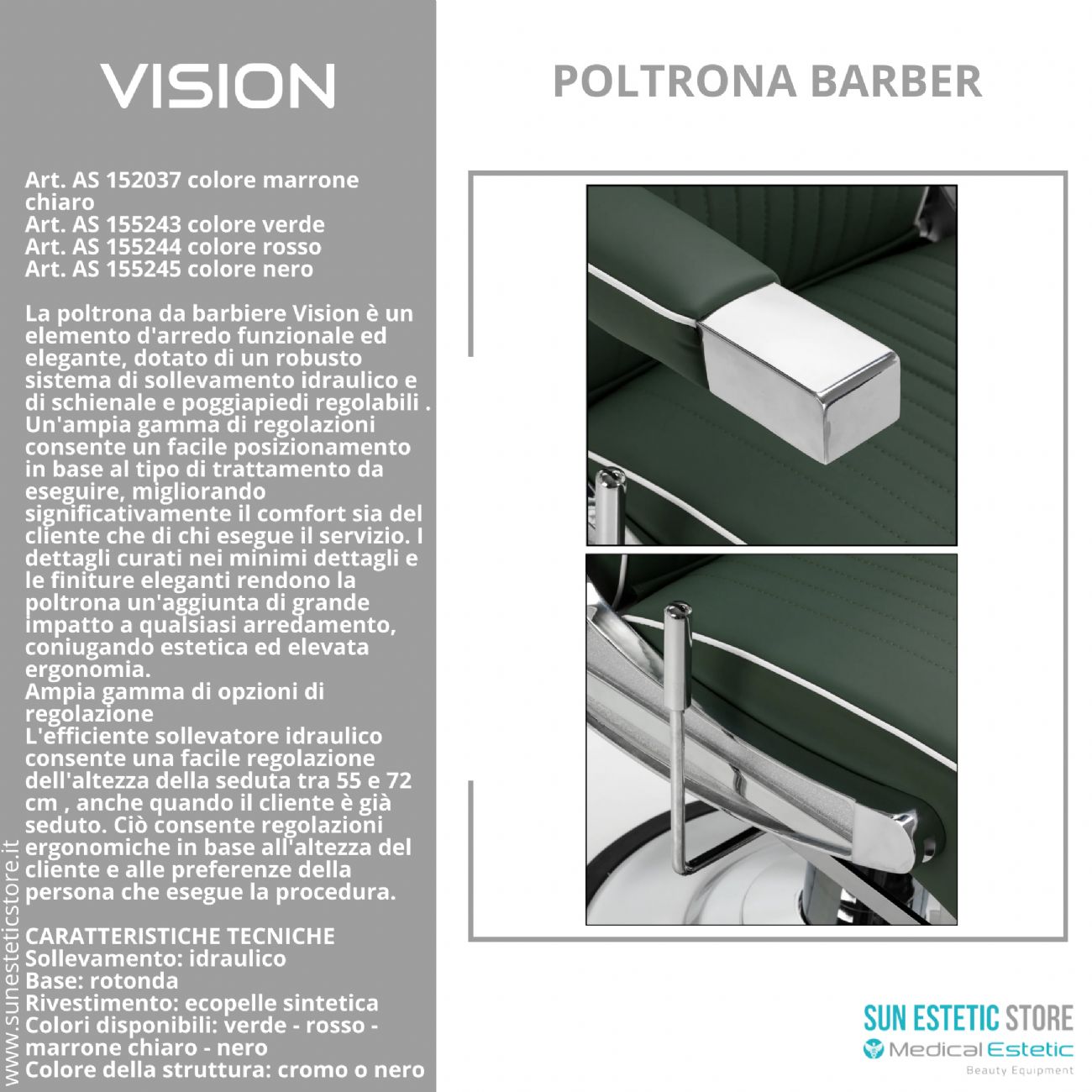 Vision Poltrona barbiere barber shop in varie tonalità