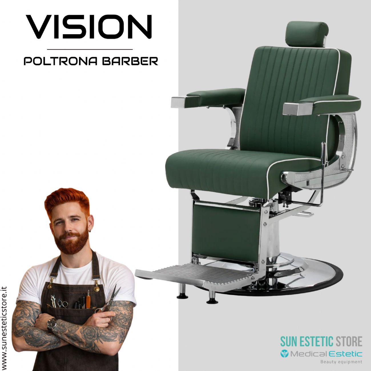 Vision Poltrona barbiere barber shop in varie tonalità