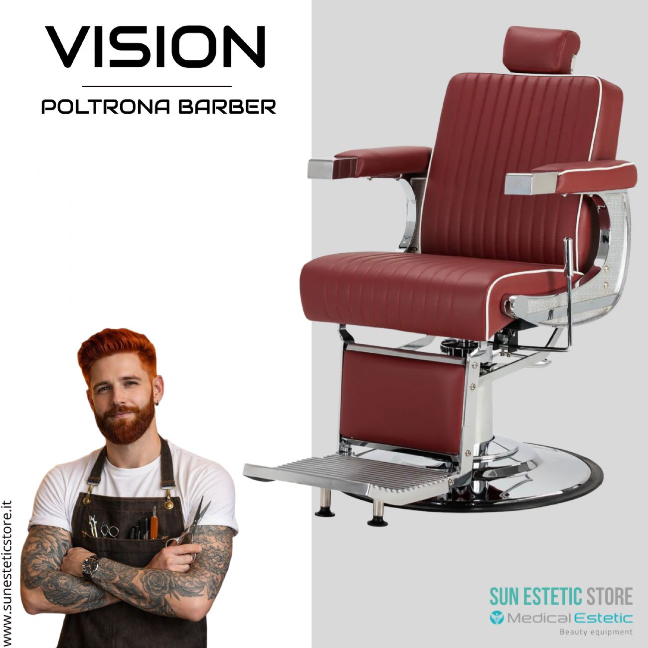 Vision Poltrona barbiere barber shop in varie tonalità