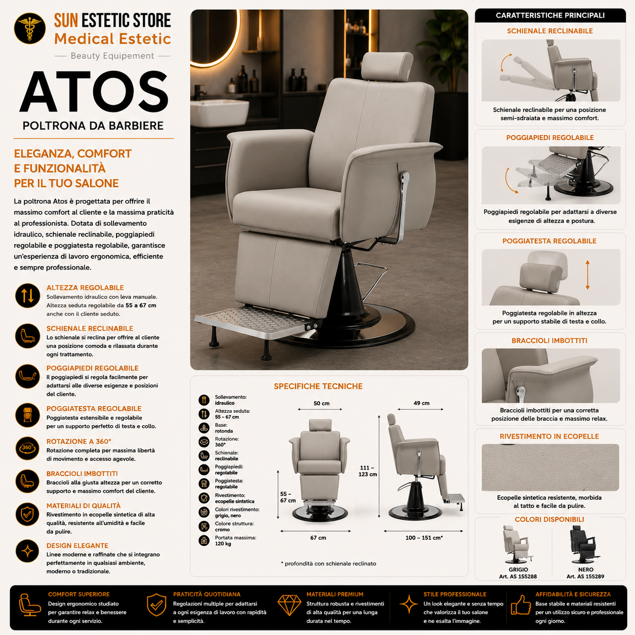 Atos poltrona parrucchiere barbiere barber shop