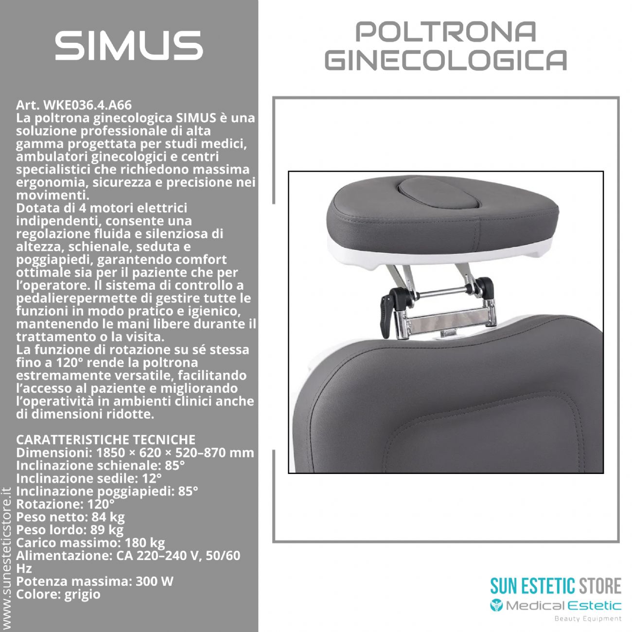 Simus poltrona lettino ginecologica 4 motori