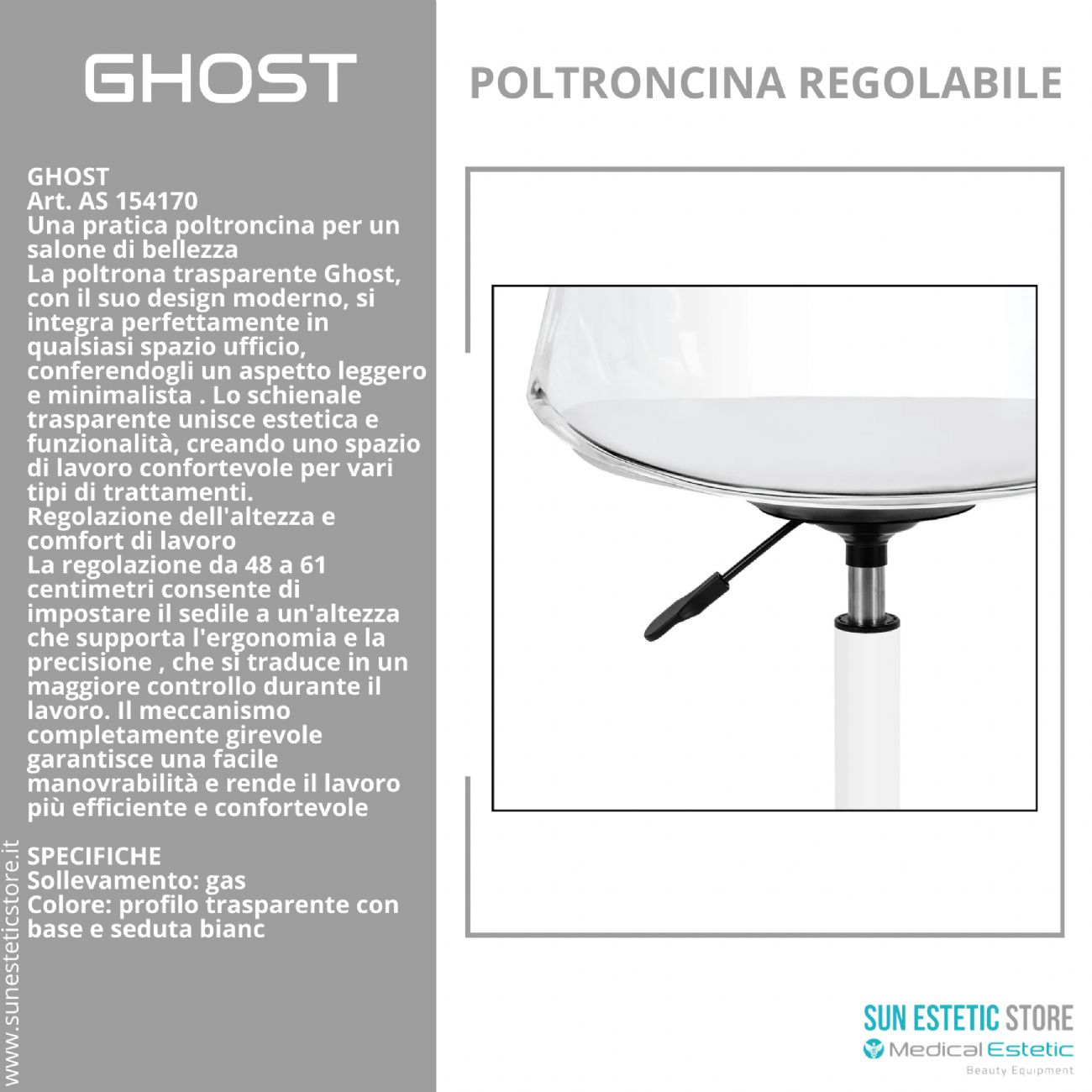 Ghost poltroncina regolabile estetica nails