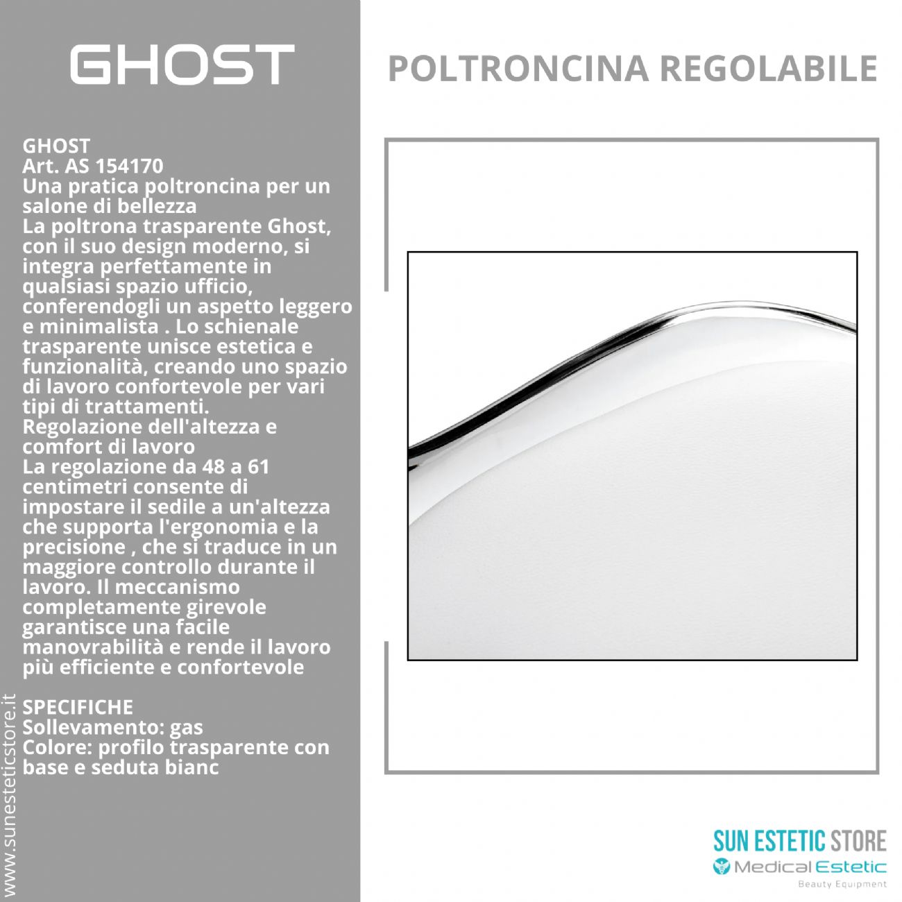 Ghost poltroncina regolabile estetica nails