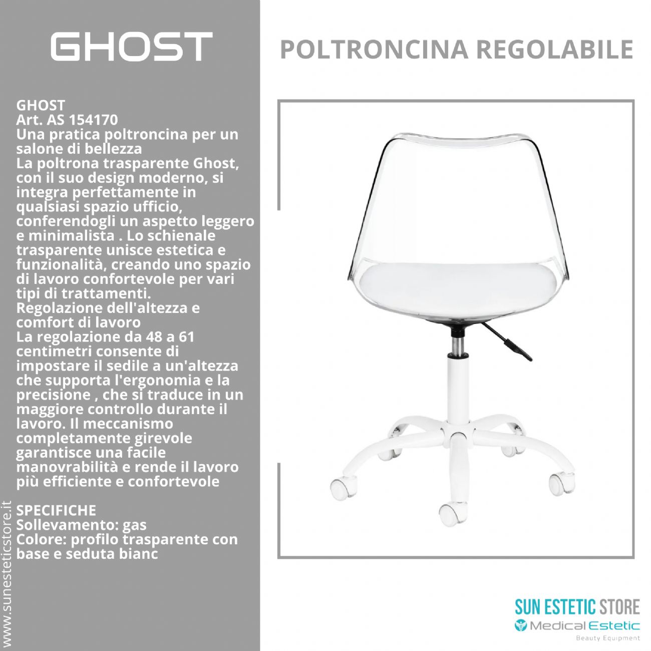 Ghost poltroncina regolabile estetica nails