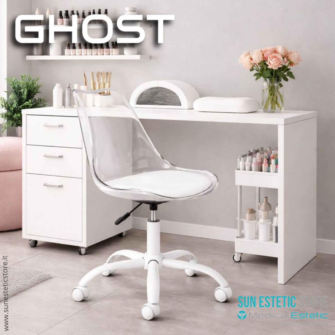 Ghost poltroncina regolabile estetica nails