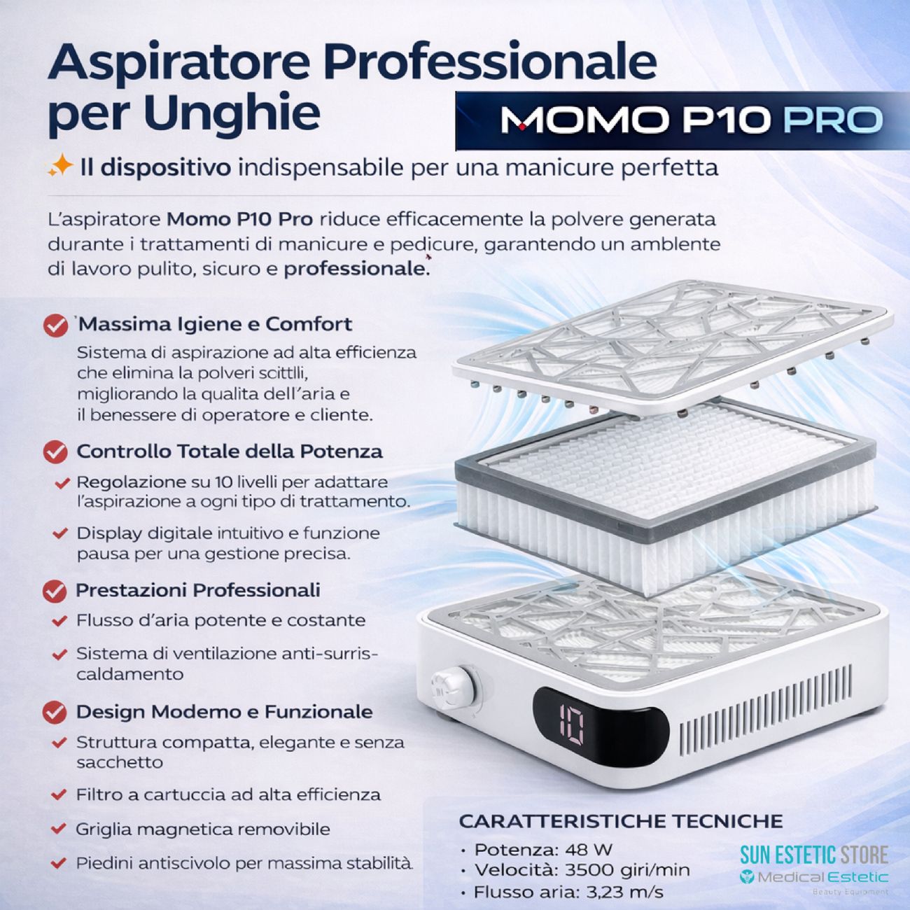 Momo P10 Pro aspiratore manicure nails