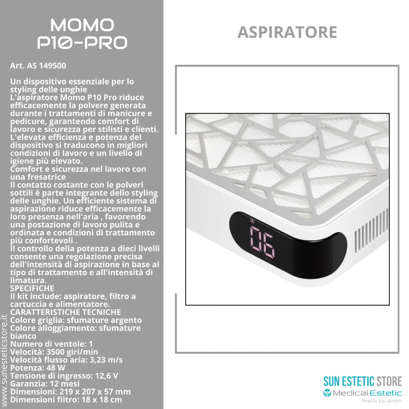 Momo P10 Pro aspiratore manicure nails