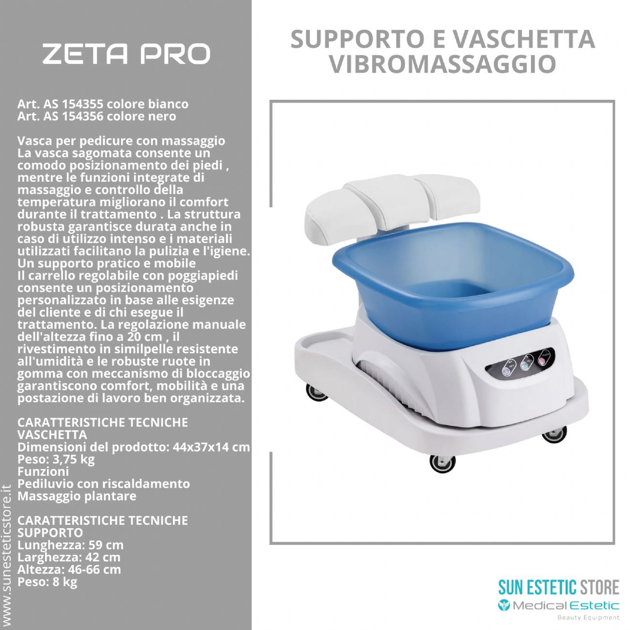 Zeta Pro idromassaggio con carrello supporto piede