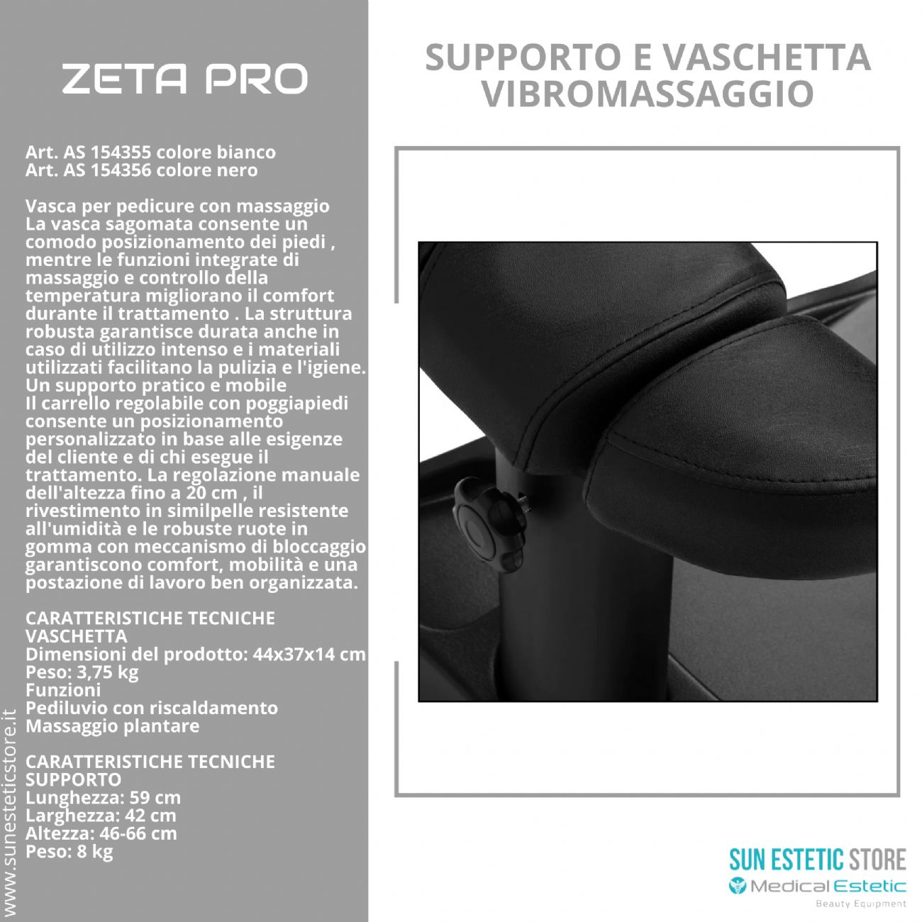 Zeta Pro idromassaggio con carrello supporto piede