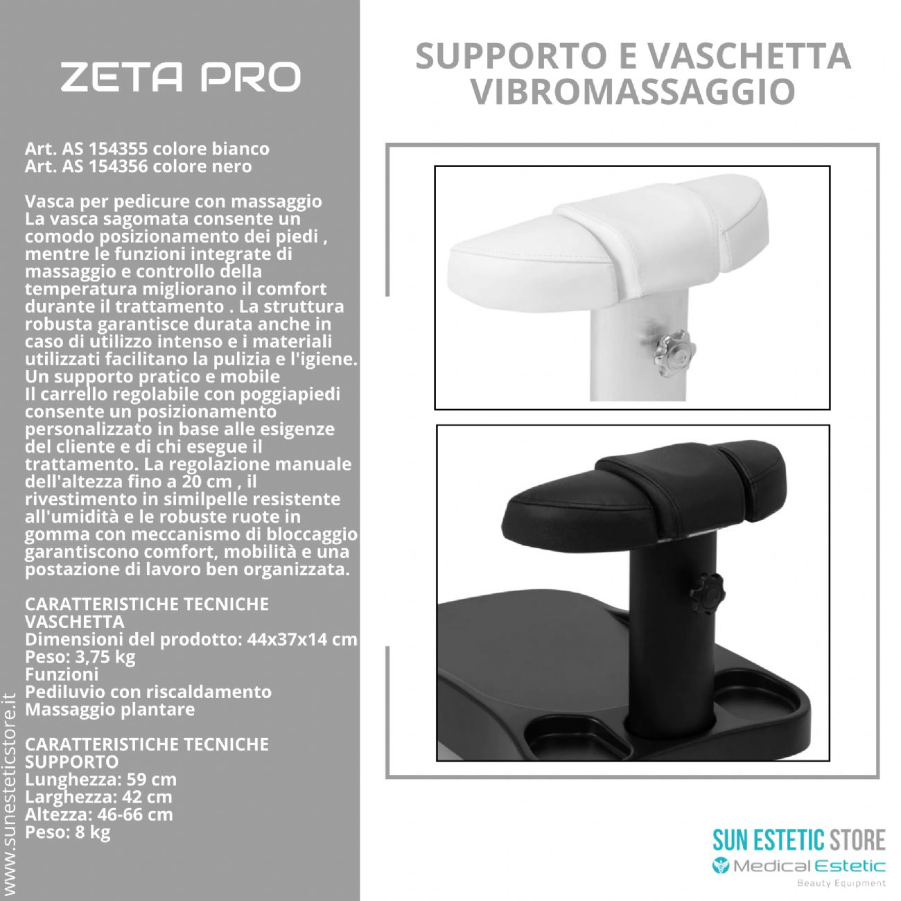 Zeta Pro idromassaggio con carrello supporto piede