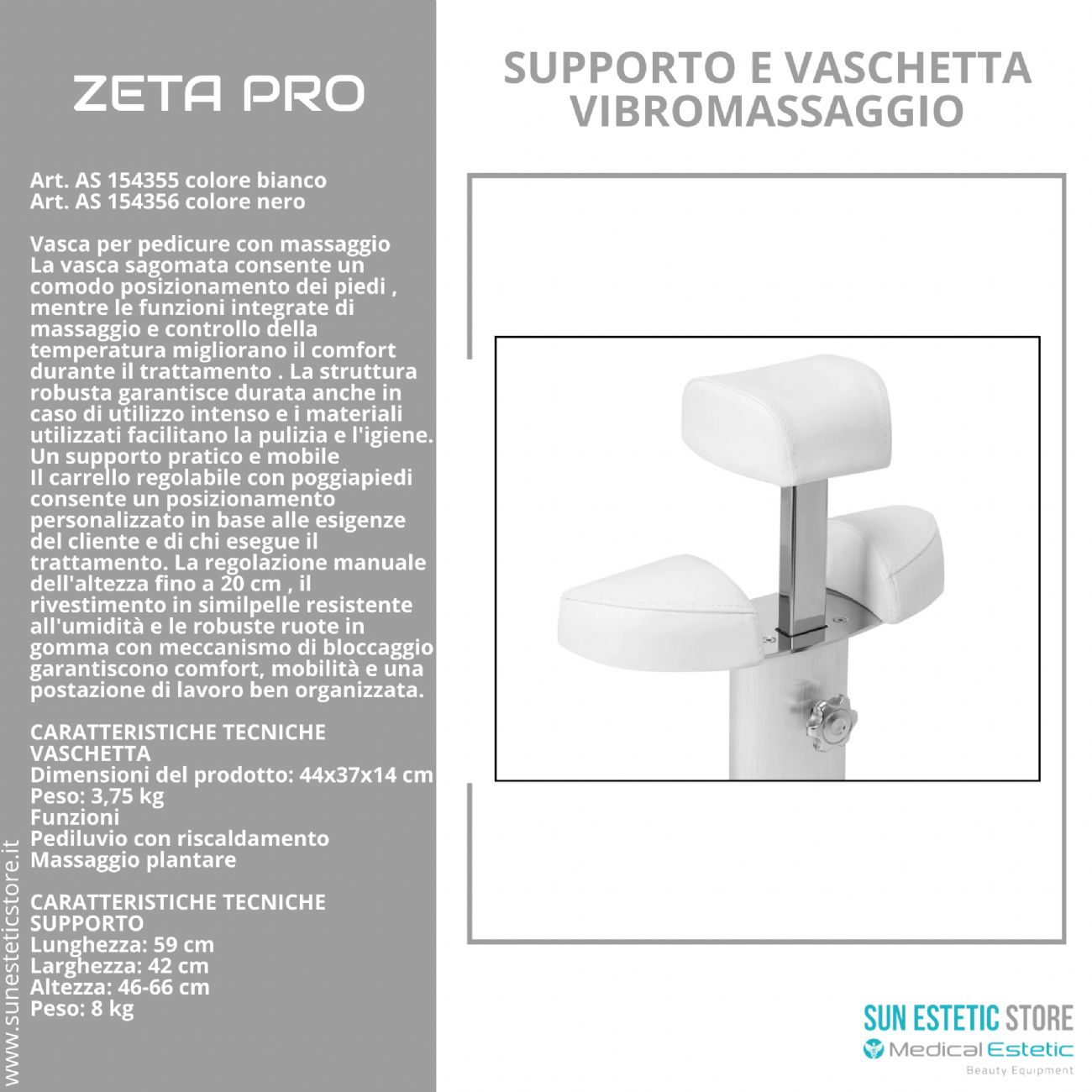 Zeta Pro idromassaggio con carrello supporto piede