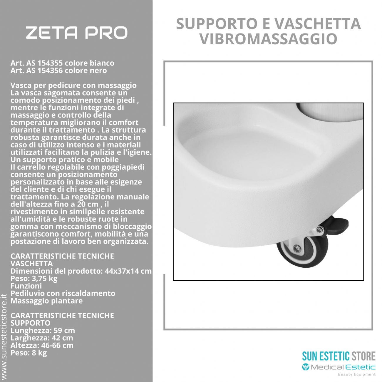 Zeta Pro idromassaggio con carrello supporto piede