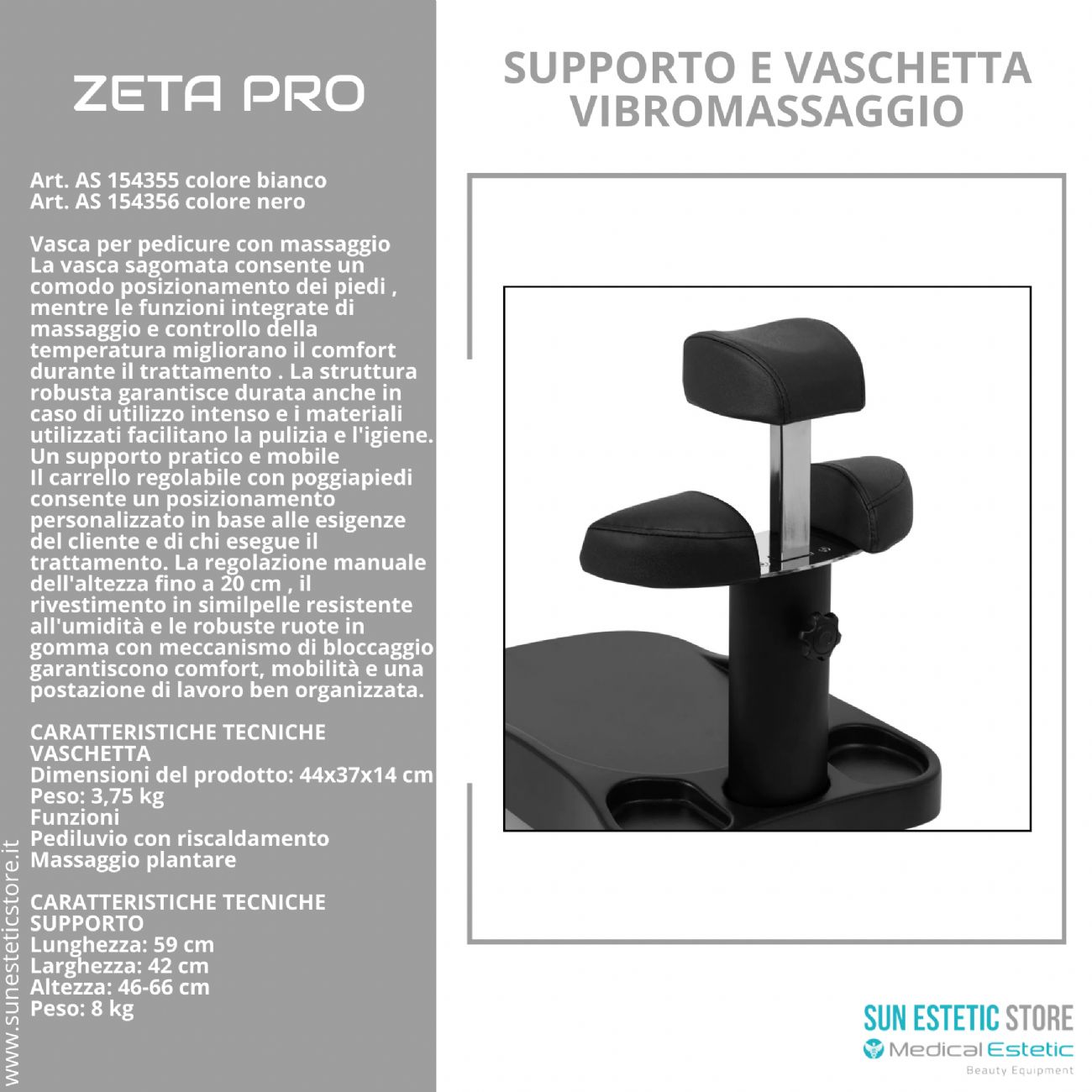 Zeta Pro idromassaggio con carrello supporto piede