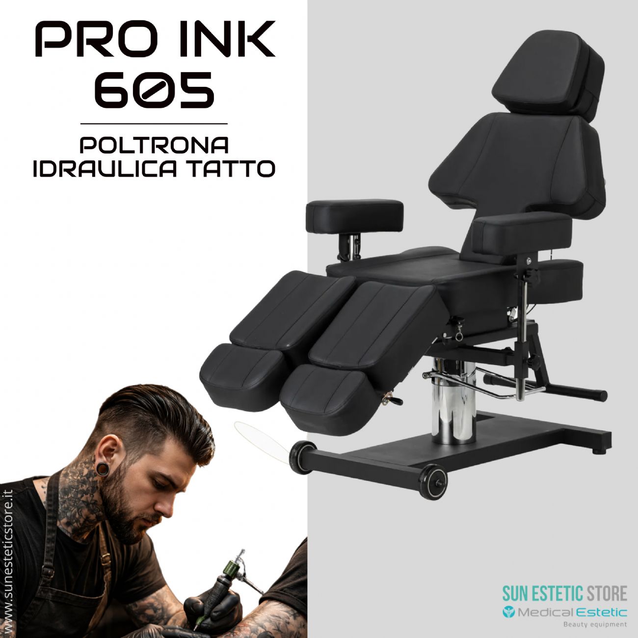 Pro Ink 605 poltrona tattoo regolabile idraulica