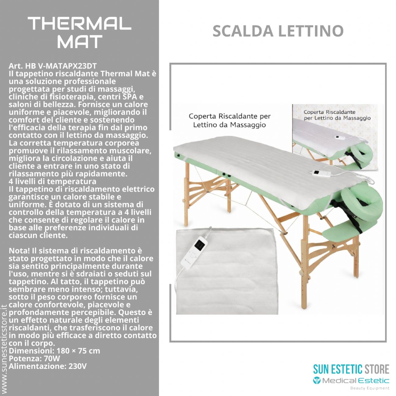 Thermal Mat tappetino scalda lettino massaggi estetica