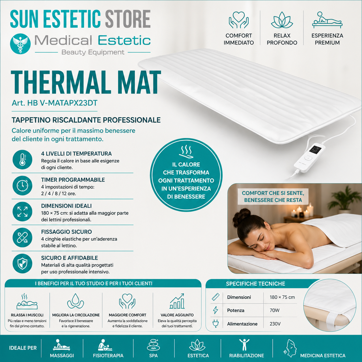 Thermal Mat tappetino scalda lettino massaggi estetica