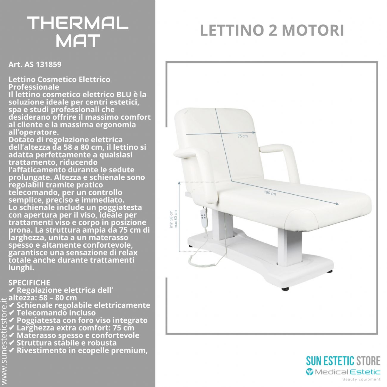 Blu lettino massaggio estetica elettrico 2 motori