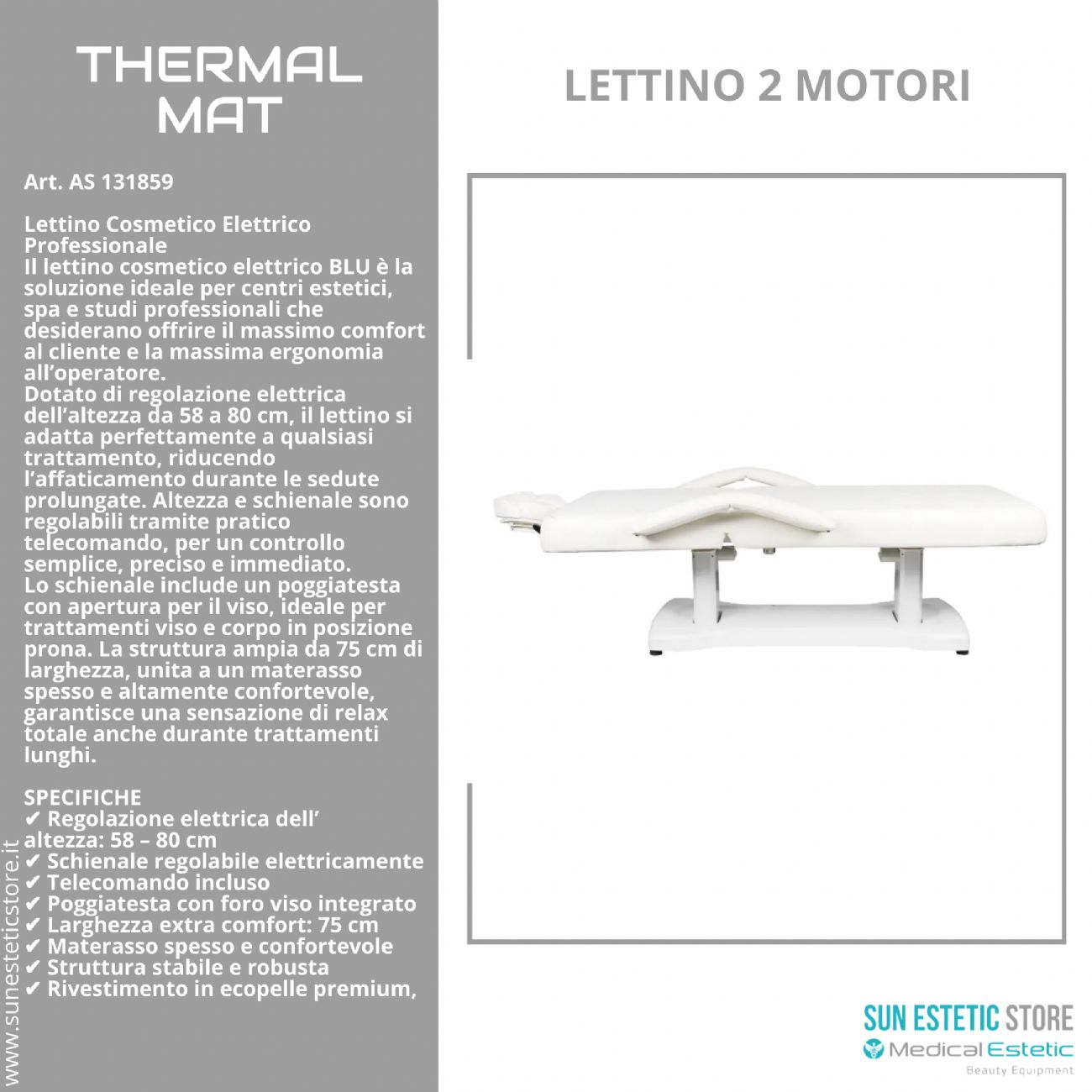 Blu lettino massaggio estetica elettrico 2 motori