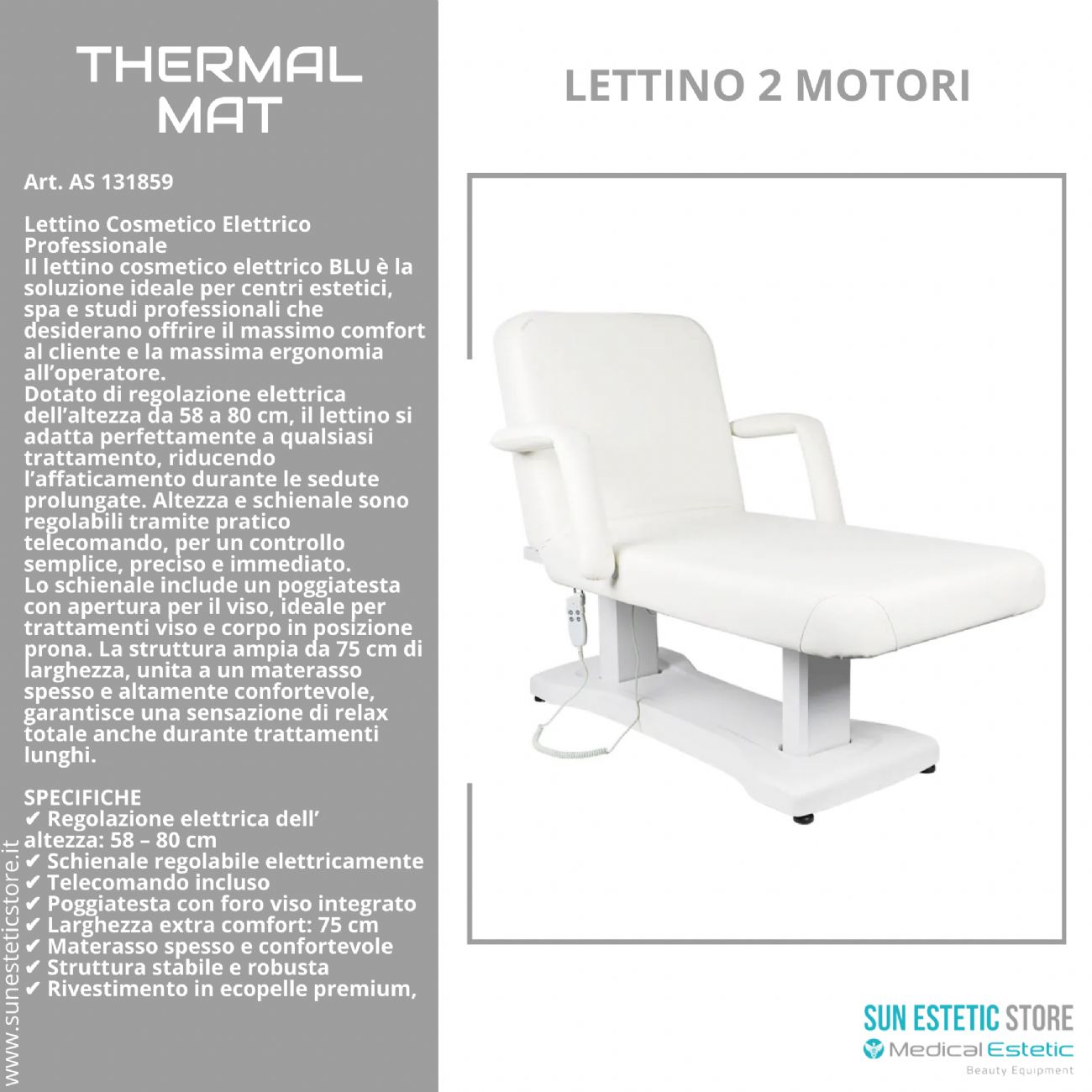 Blu lettino massaggio estetica elettrico 2 motori