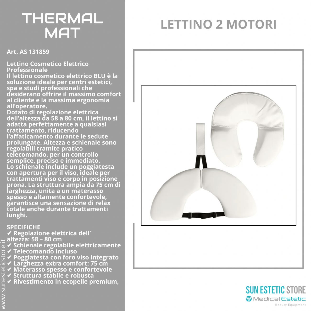 Blu lettino massaggio estetica elettrico 2 motori