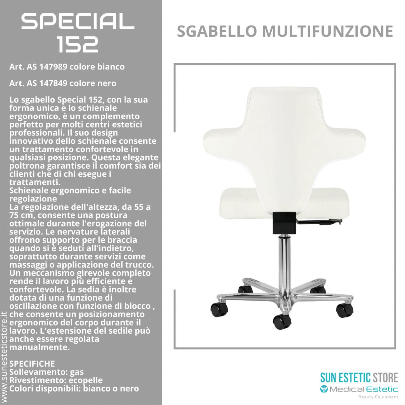 Special 152 sgabello multifunzionale con schienale estetica