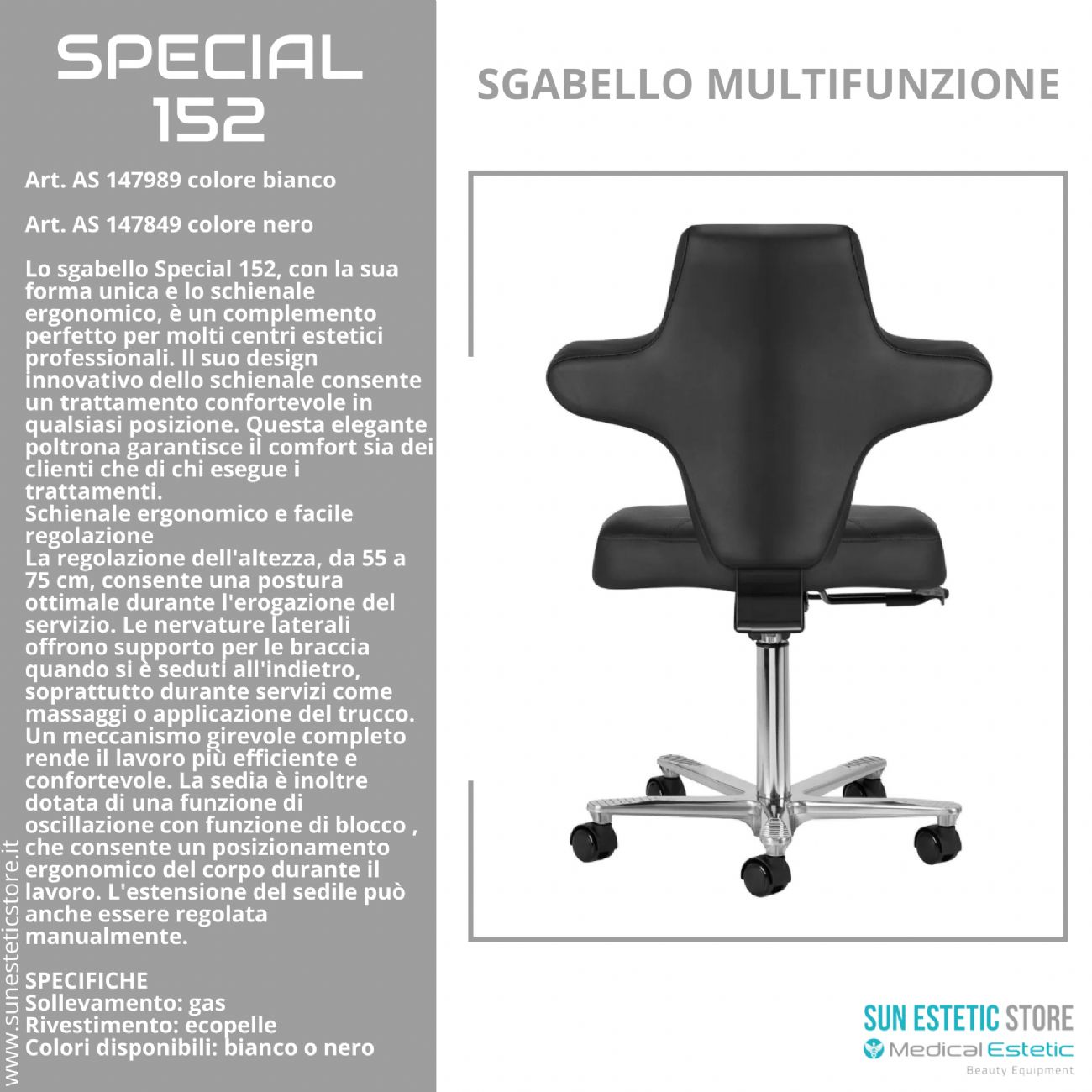 Special 152 sgabello multifunzionale con schienale estetica