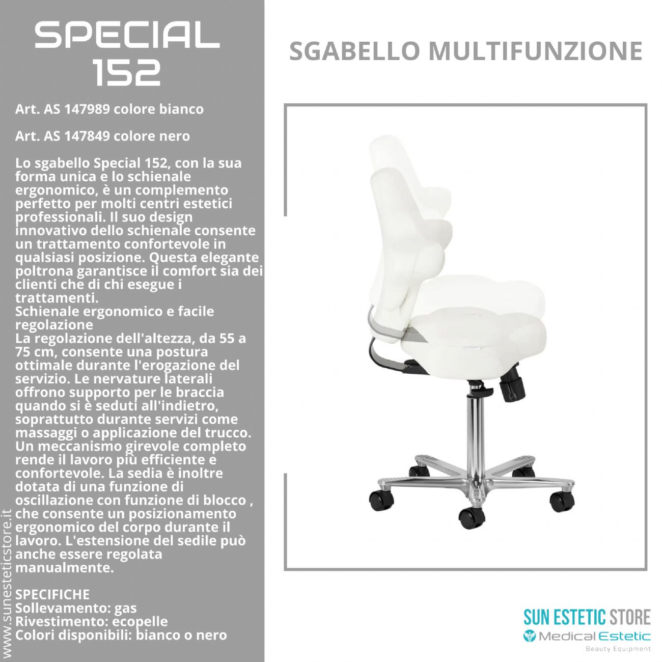 Special 152 sgabello multifunzionale con schienale estetica