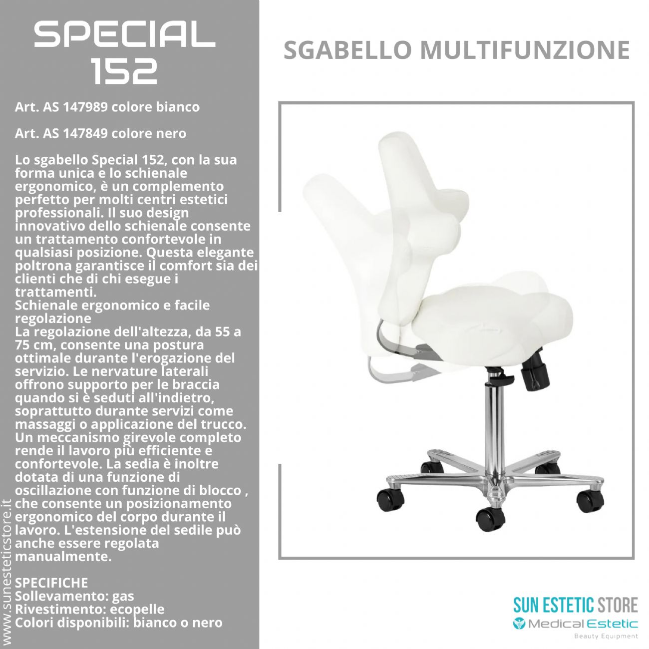 Special 152 sgabello multifunzionale con schienale estetica