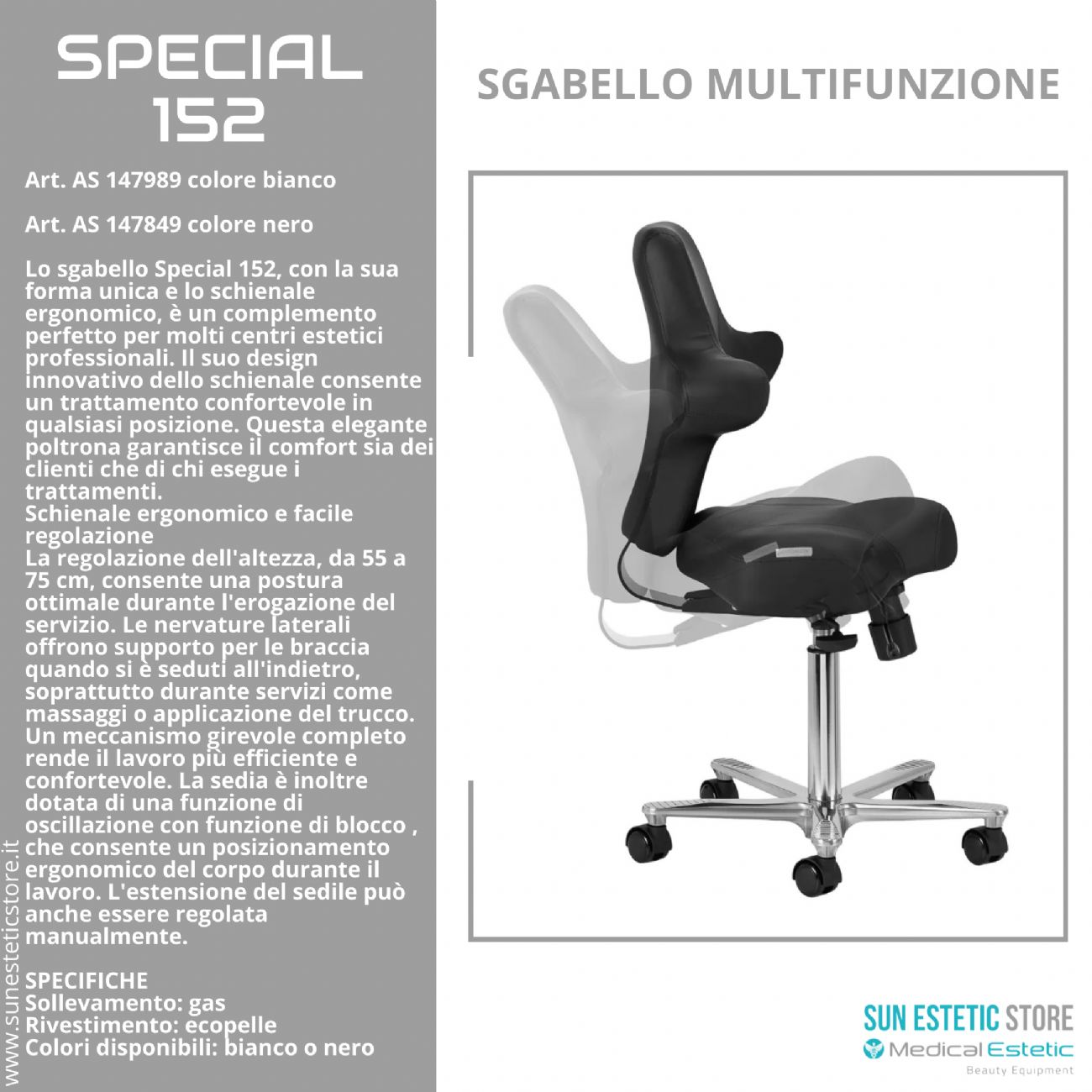 Special 152 sgabello multifunzionale con schienale estetica