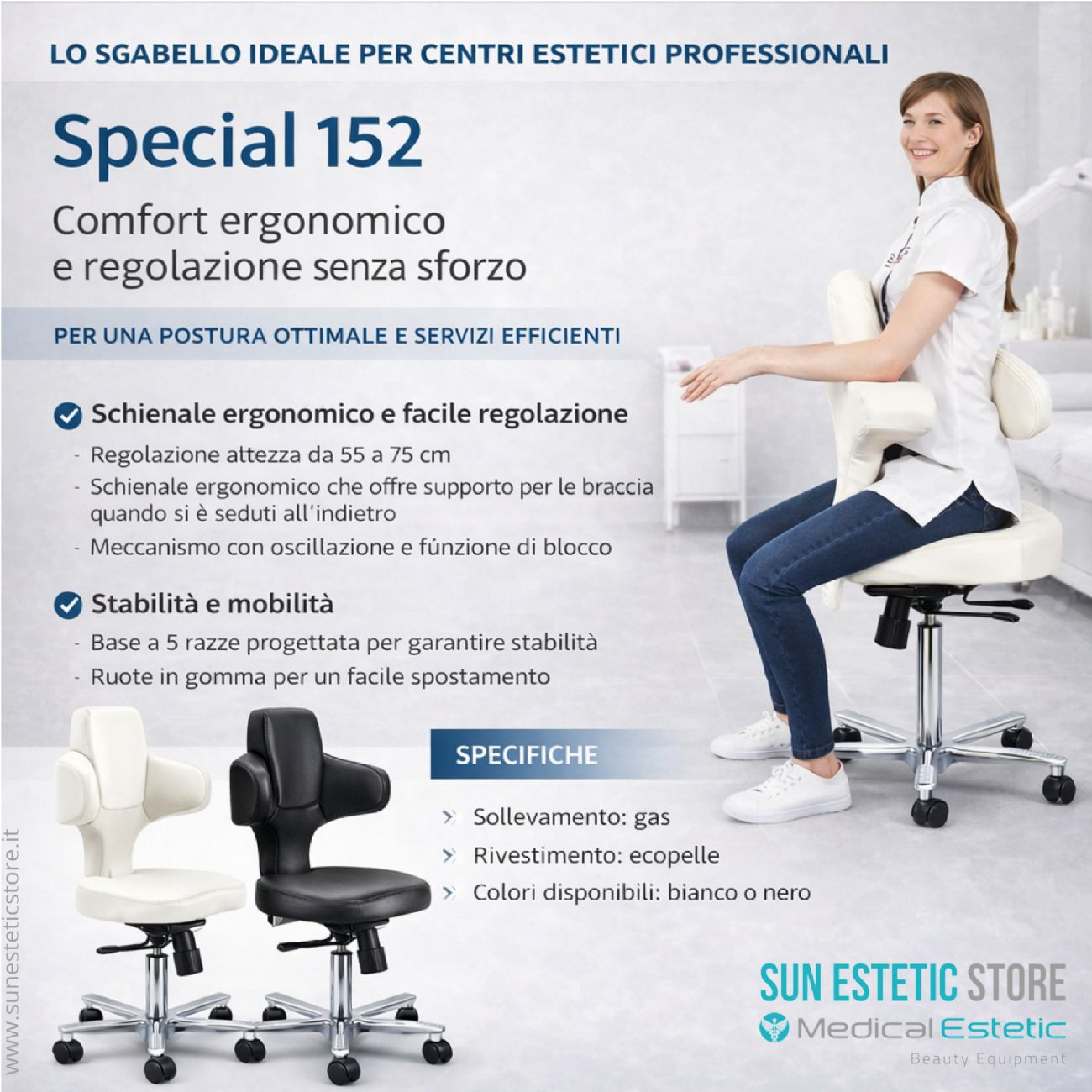 Special 152 sgabello multifunzionale con schienale estetica