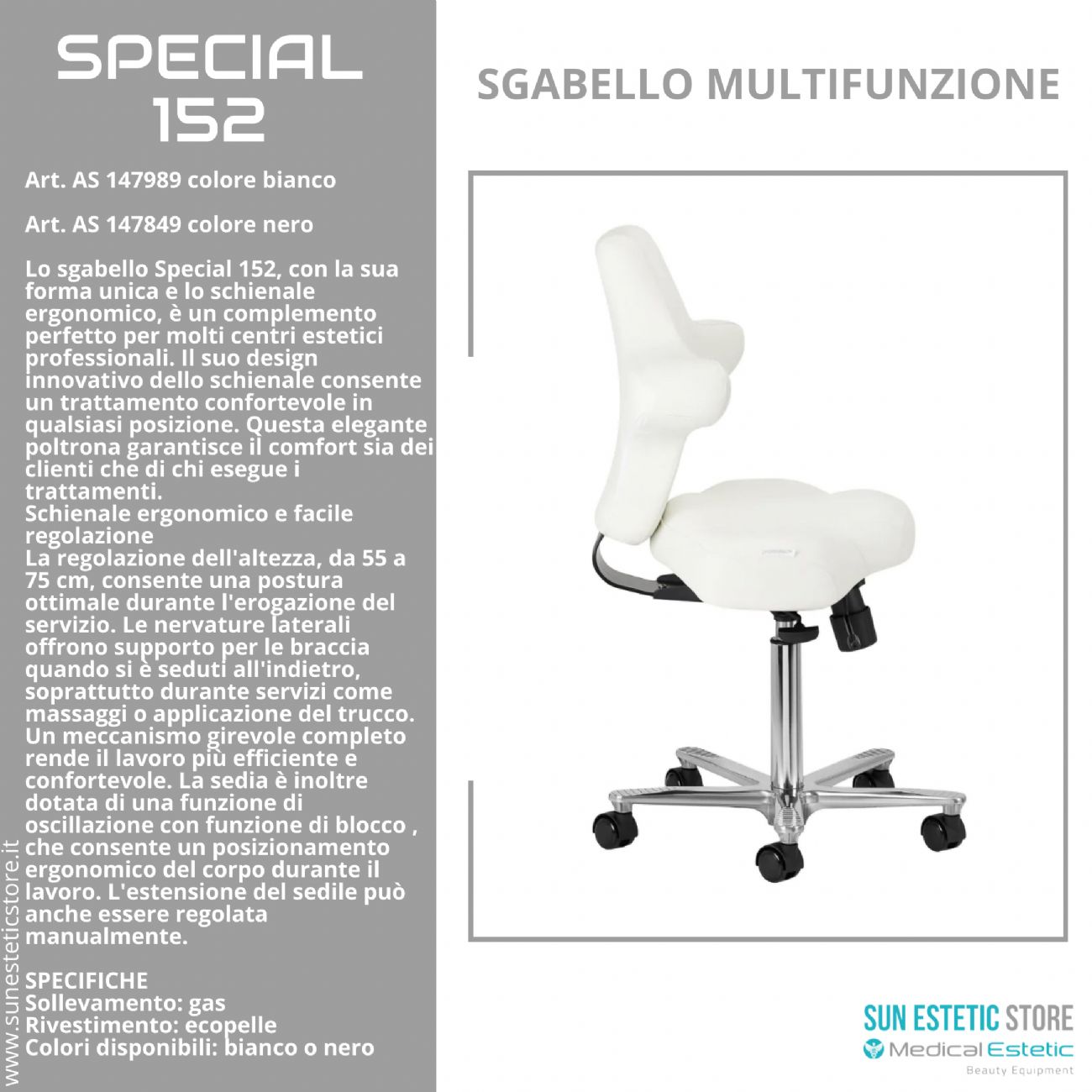 Special 152 sgabello multifunzionale con schienale estetica