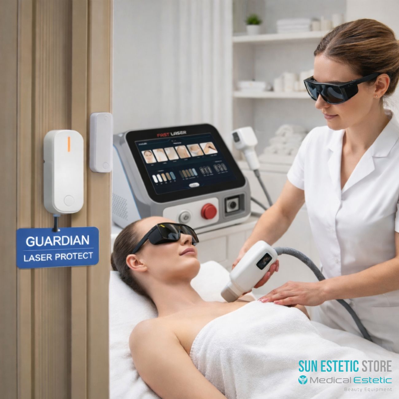 Guardian Laser Protect dispositivo sicurezza porta cabina estetica