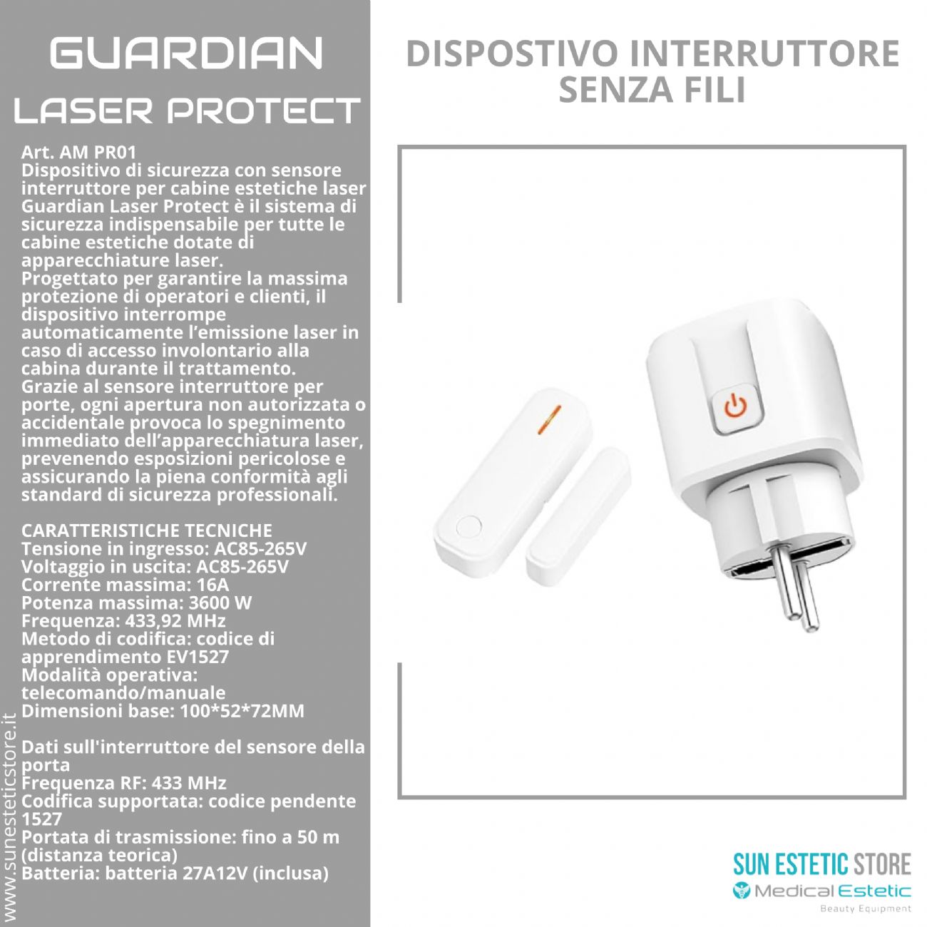 Guardian Laser Protect dispositivo sicurezza porta cabina estetica