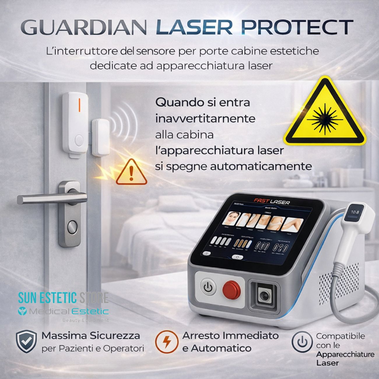 Guardian Laser Protect dispositivo sicurezza porta cabina estetica