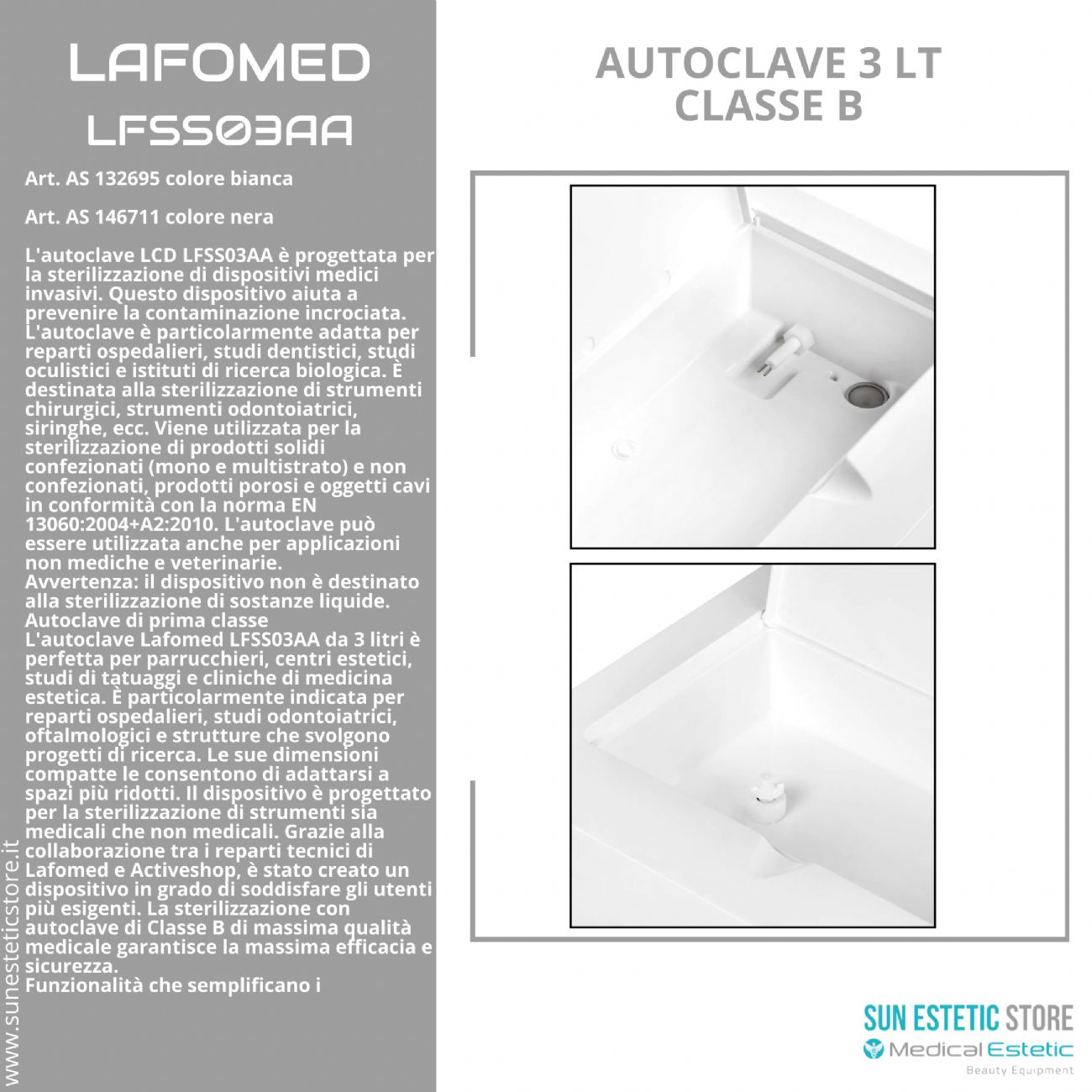 Lafomed LFSS03AA. autoclave 3 lt classe B