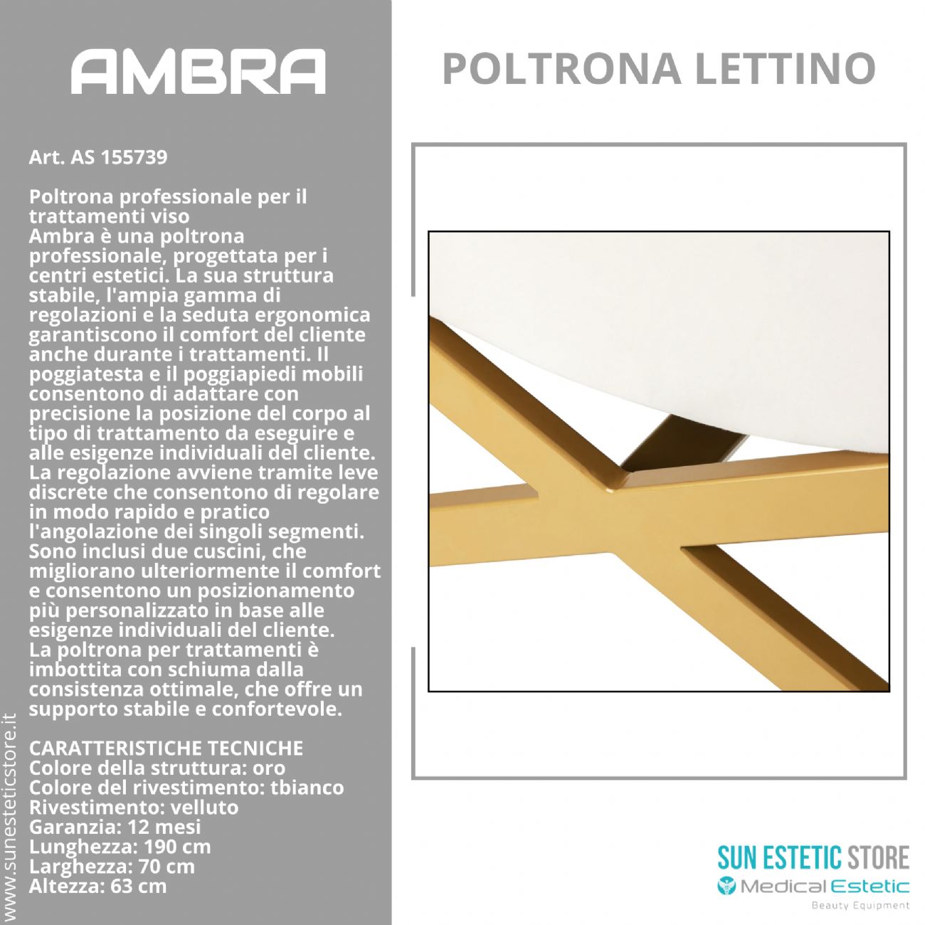 Ambra poltrona lettino trattamenti viso estetica