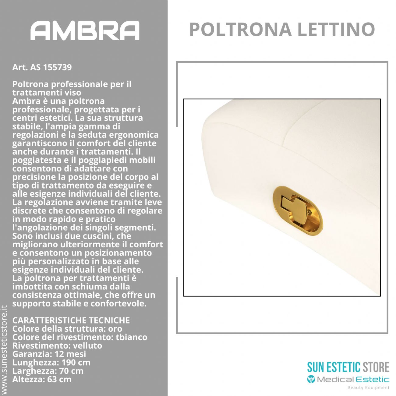Ambra poltrona lettino trattamenti viso estetica