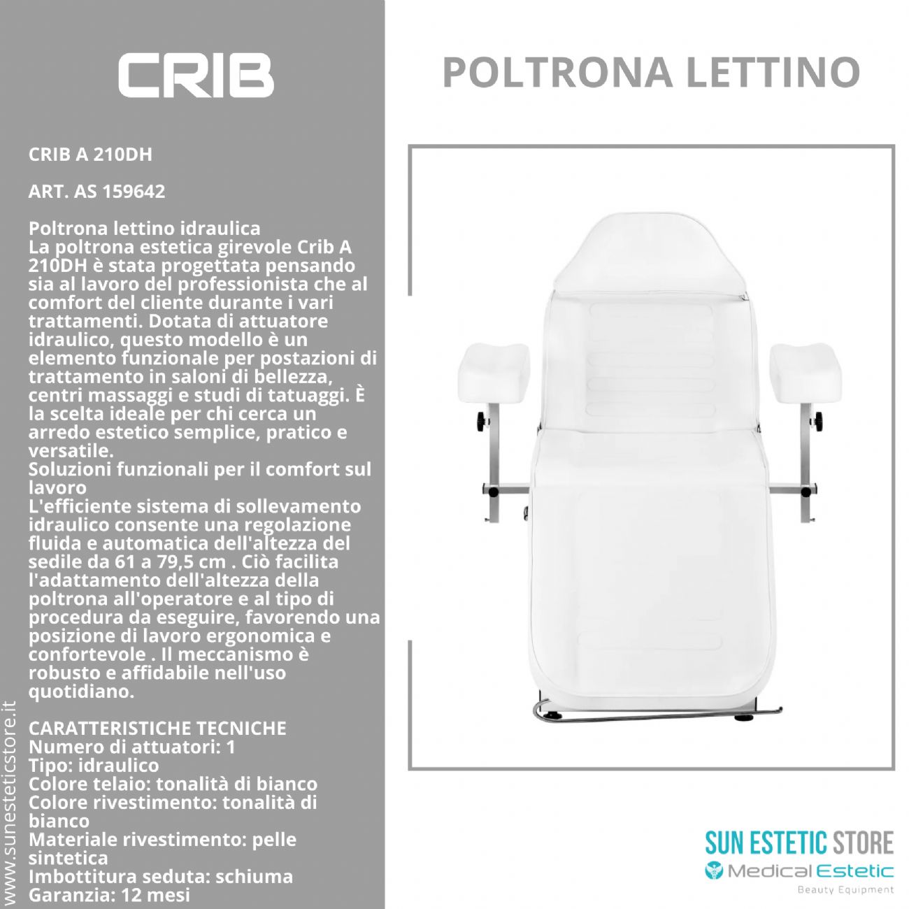 Crib A 210DH poltrona lettino idraulica