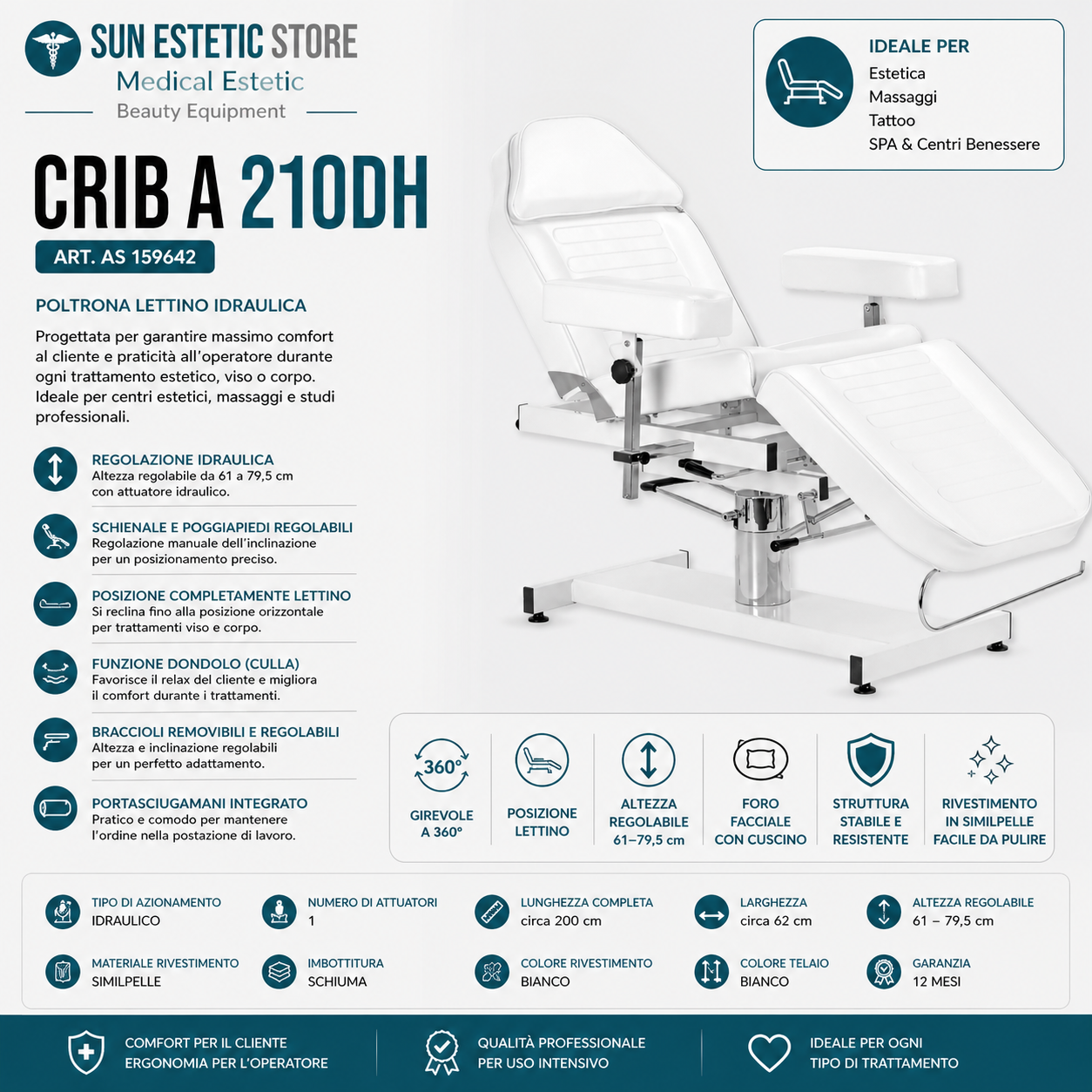 Crib A 210DH poltrona lettino idraulica