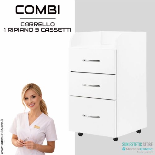 Combi carrello 1 ripiano 3 cassetti