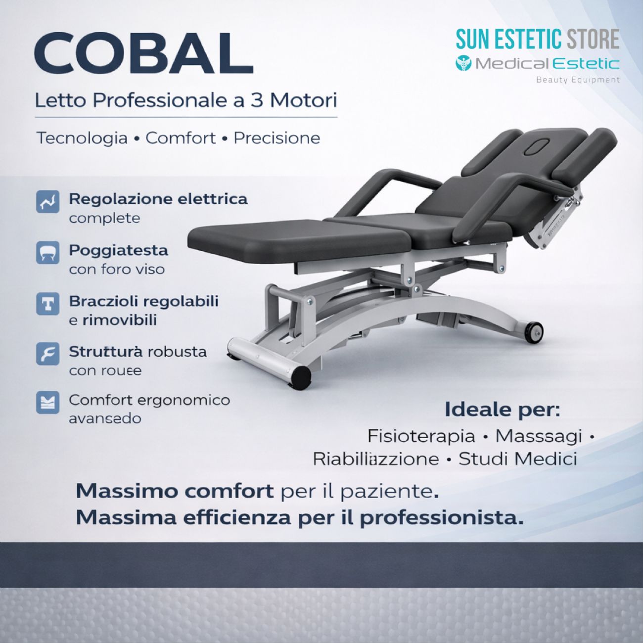 Cobal lettino massaggi fisioterapia 3 motori 2 snodi